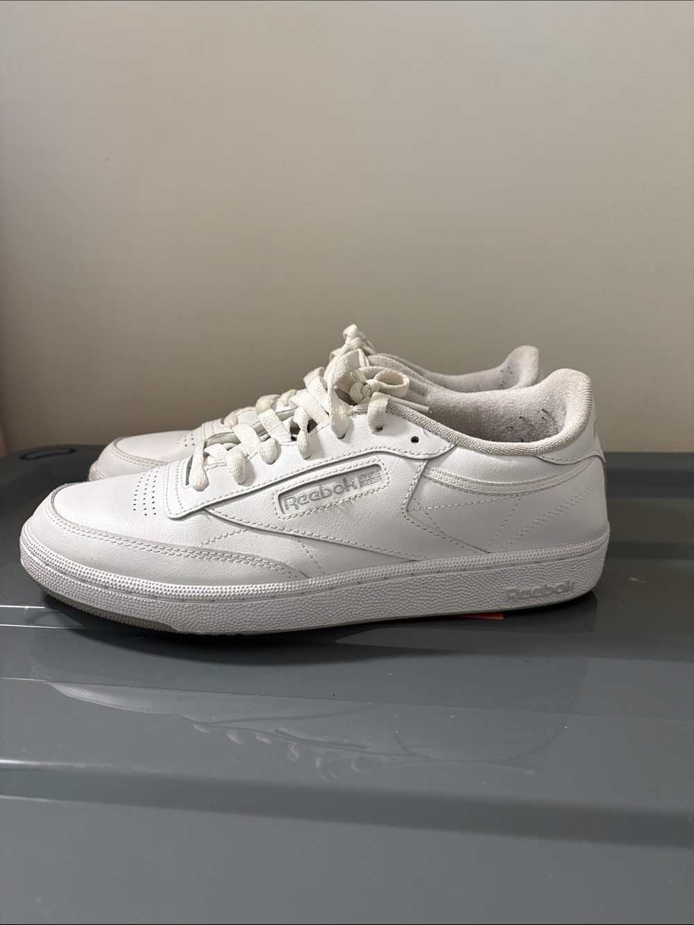 Reebok White Leather Low-Top Sneakers